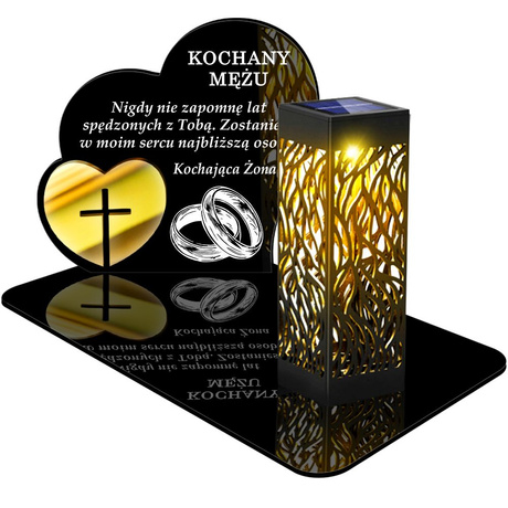 ZNICZ SOLARNY LED WIECZNY PODSTAWKA NA CMENTARZ GRÓB lampka Serce 3D DLA MĘŻA