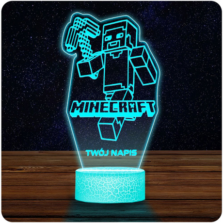 LAMPKA NOCNA LED 3D Minecraft Steve prezent dziecka URODZINY statuetka