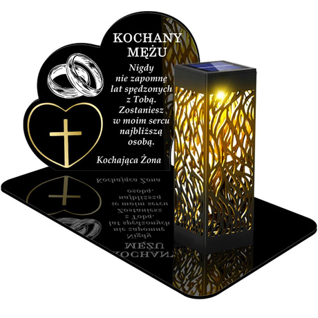 ZNICZ SOLARNY LED WIECZNY PODSTAWKA NA CMENTARZ GRÓB lampka Serce 3D DLA MĘŻA