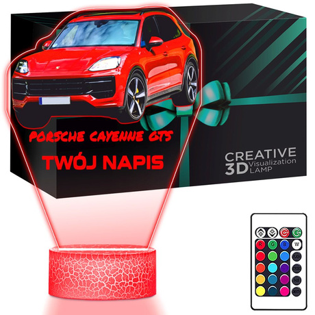 LAMPKA NOCNA LED 3D AUTO Porsche Cayenne prezent dla dziecka URODZINY statuetka + pilot