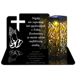 ZNICZ SOLARNY LED WIECZNY PODSTAWKA NA CMENTARZ GRÓB lampka Krzyż 3D