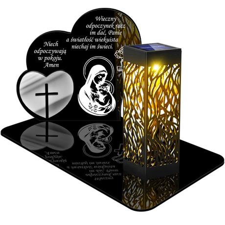 ZNICZ SOLARNY LED WIECZNY PODSTAWKA NA CMENTARZ GRÓB lampka Serce 3D 