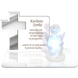 ZNICZ LED GRÓB Dziecka Córki Syna ANIOŁEK PODSTAWKA NA CMENTARZ BIAŁY ANIOŁ