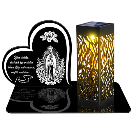 ZNICZ SOLARNY LED WIECZNY PODSTAWKA NA CMENTARZ GRÓB lampka Serce 3D 