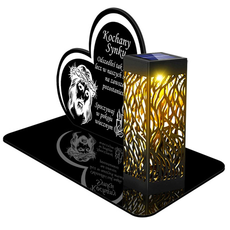 ZNICZ SOLARNY LED WIECZNY PODSTAWKA NA CMENTARZ GRÓB lampka Serce 3D DLA SYNA