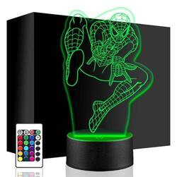 LAMPKA NOCNA LED SPIDERMAN BOHATER 3D + PILOT prezent URODZINY statuetka