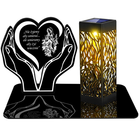 ZNICZ SOLARNY LED WIECZNY PODSTAWKA Serce NA CMENTARZ GRÓB lampka 3D