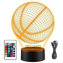 LAMPKA NOCNA LED Piłka do Kosza Koszykówka 3D + PILOT prezent URODZINY