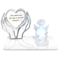 ZNICZ LED GRÓB Dziecka Córki Syna ANIOŁEK PODSTAWKA NA CMENTARZ BIAŁY ANIOŁ