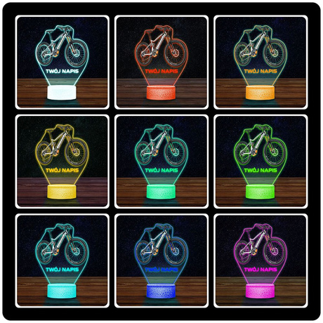 LAMPKA NOCNA LED 3D Rower Górski Dla Rowerzysty prezent dla dziecka URODZINY statuetka + pilot