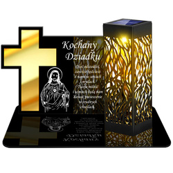 ZNICZ SOLARNY LED WIECZNY PODSTAWKA NA CMENTARZ GRÓB lampka Krzyż 3D DLA DZIADKA