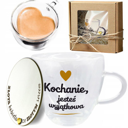 SZKLANKA TERMICZNA SERCE PODKŁADKA PREZENT DZIEŃ KOBIET DLA DZIEWCZYNY ŻONY
