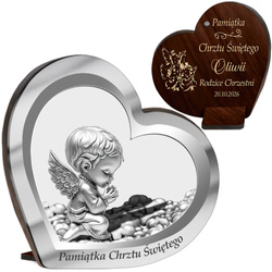OBRAZEK Z ANIOŁKIEM PAMIĄTKA CHRZTU ŚWIĘTEGO PREZENT NA CHRZEST Z GRAWEREM