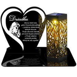 ZNICZ SOLARNY LED WIECZNY PODSTAWKA NA CMENTARZ GRÓB lampka Napis Serce 3D DLA ŻONY