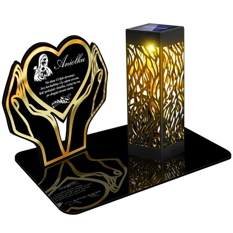 SOLARNY ZNICZ LED AŻUROWY PODSTAWKA STATUETKA NA CMENTARZ GRÓB DUŻA SERCE DLA DZIECKA SYNA CÓRKI