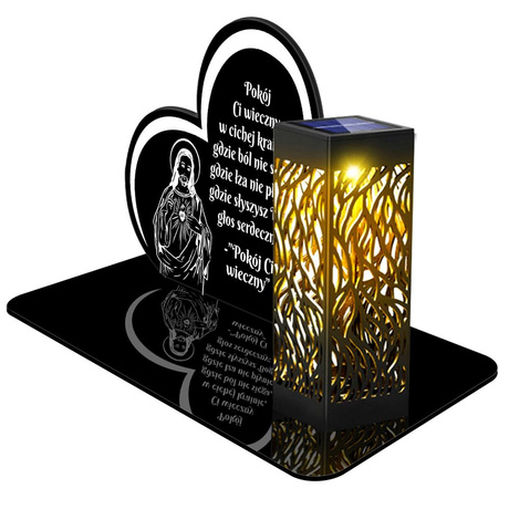 ZNICZ SOLARNY LED WIECZNY PODSTAWKA NA CMENTARZ GRÓB lampka Serce 3D