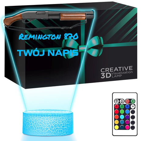 LAMPKA NOCNA LED 3D KARABIN BROŃ REMINGTON KLASYK prezent dla dziecka URODZINY statuetka + pilot
