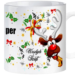 ŚWIĄTECZNY KUBEK Z NADRUKIEM KUBEK Z IMIENIEM NA PREZENT MIKOŁAJKI CHOINKA