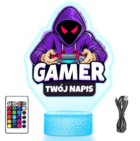 LAMPKA NOCNA LED 3D GAMER GRACZ GRY prezent dziecka URODZINY statuetka