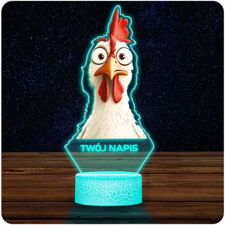 LAMPKA NOCNA LED 3D Kogut Kura Kurka dla Rolnika prezent dla dziecka URODZINY statuetka + pilot