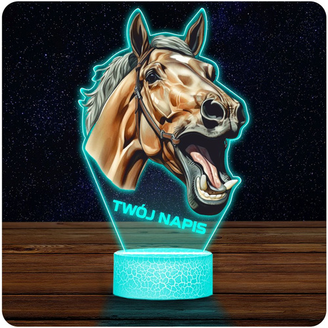 LAMPKA NOCNA LED 3D z imieniem KOŃ KONIK ZWIĘRZĘ prezent dla dziecka URODZINY statuetka + pilot