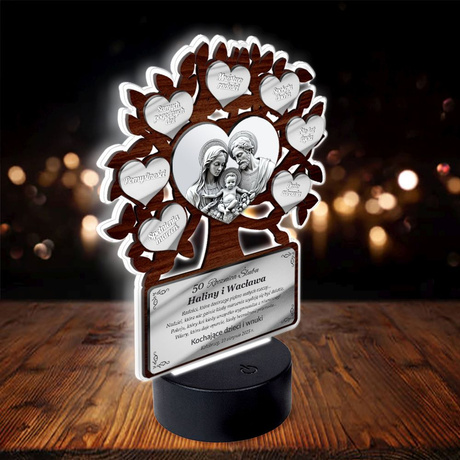 OBRAZ LED Prezent na Rocznicę Ślubu DRZEWKO SZCZĘŚCIA 10 25 30 40 50 GRAWER