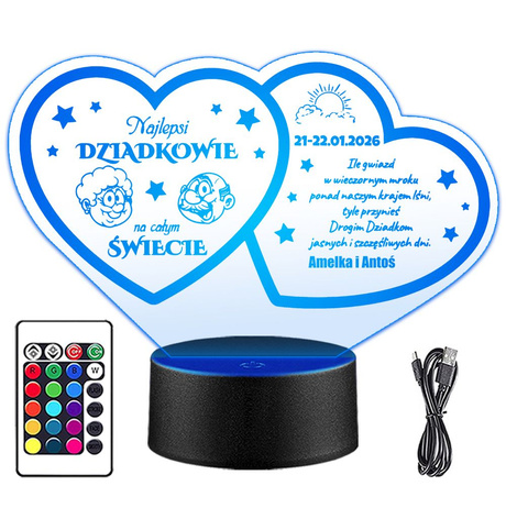 PREZENT DZIEŃ BABCI I DZIADKA NA LAMPKA NOCNA LED WIELOKOLOROWA z GRAWEREM