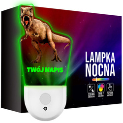 Lampka Nocna LED dla Dziecka DINOZAUR T-REX kontaktu gniazdka CZUJNIK
