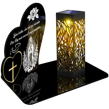 ZNICZ SOLARNY LED WIECZNY PODSTAWKA NA CMENTARZ GRÓB lampka Serce 3D