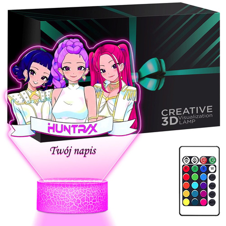 LAMPKA NOCNA LED 3D Imię Huntrix K-pop Łowczynie Demonów Rumi Mira Zoey + PILOT