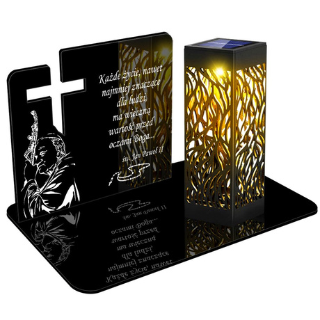 ZNICZ SOLARNY LED WIECZNY PODSTAWKA NA CMENTARZ GRÓB lampka Krzyż 3D