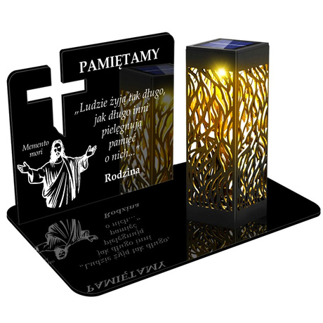 ZNICZ SOLARNY LED WIECZNY PODSTAWKA NA CMENTARZ GRÓB lampka Krzyż 3D 