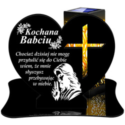 ZNICZ SOLARNY LED WIECZNY PODSTAWKA NA CMENTARZ GRÓB lampka Serce 3D DLA BABCI