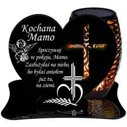 ZNICZ SOLARNY LED WIECZNY PODSTAWKA NA CMENTARZ GRÓB Krzyż EFEKT PŁOMIENIA DLA MAMY