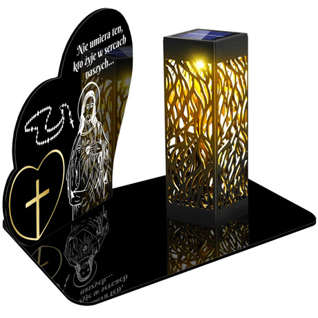 ZNICZ SOLARNY LED WIECZNY PODSTAWKA NA CMENTARZ GRÓB lampka Serce 3D