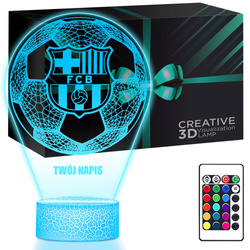 Lampka Nocna LED 3D FC Barcelona z Imieniem RGB Prezent na Święta Urodziny