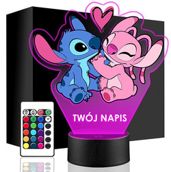 LAMPKA NOCNA LED Lilo i Stich Angel 3D + PILOT prezent dziecka URODZINY