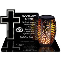 ZNICZ SOLARNY LED WIECZNY PODSTAWKA NA CMENTARZ GRÓB Krzyż EFEKT PŁOMIENIA DLA MĘŻA