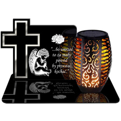 ZNICZ SOLARNY LED WIECZNY PODSTAWKA NA CMENTARZ GRÓB Krzyż EFEKT PŁOMIENIA