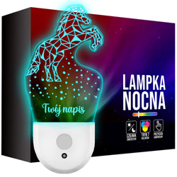 Lampka Nocna LED dla Dziecka KOŃ KONIK kontaktu gniazdka CZUJNIK