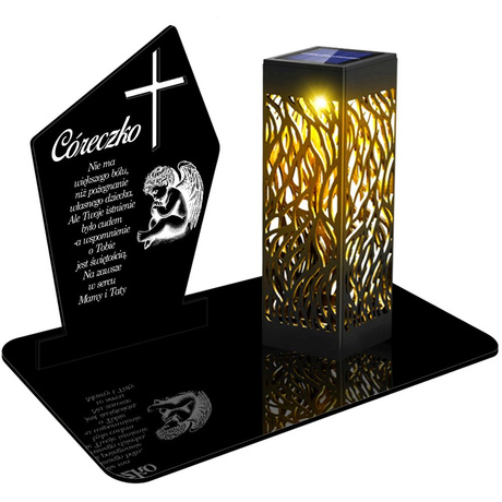 ZNICZ SOLARNY LED WIECZNY PODSTAWKA NA CMENTARZ GRÓB lampka Krzyż 3D dla Córki 