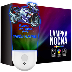 Lampka Nocna LED dla Dziecka Motor Ścigacz Suzuki kontaktu gniazdka CZUJNIK