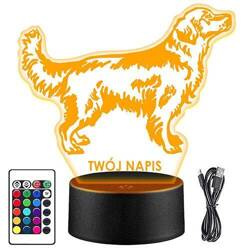 LAMPKA NOCNA LED RETRIVER PIES PIESEK 3D + PILOT prezent URODZINY statuetka