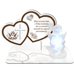 ZNICZ LED GRÓB Dziecka Córki Syna ANIOŁEK PODSTAWKA NA CMENTARZ BIAŁY ANIOŁ