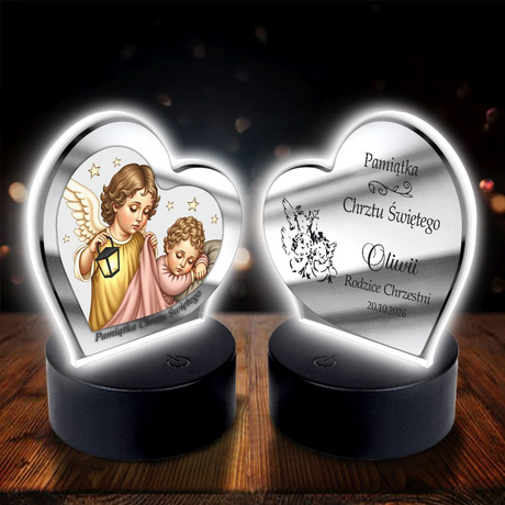 OBRAZEK LED Pamiątka Z ANIOŁKIEM CHRZTU ŚWIĘTEGO PREZENT NA CHRZEST 