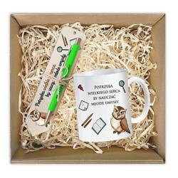 ZESTAW DZIEŃ NAUCZYCIELA PREZENT ZAKŁADKA KSIĄŻKI KUBEK podziękowanie