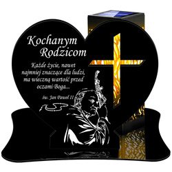 ZNICZ SOLARNY LED WIECZNY PODSTAWKA NA CMENTARZ GRÓB lampka Serce 3D DLA RODZICÓW
