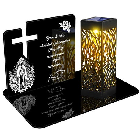 ZNICZ SOLARNY LED WIECZNY PODSTAWKA NA CMENTARZ GRÓB lampka Krzyż 3D
