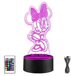 LAMPKA NOCNA LED MYSZKA MINNIE 3D + PILOT prezent URODZINY statuetka