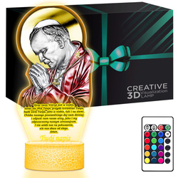 LAMPKA NOCNA LED 3D JAN PAWEŁ II KRZYŻ prezent dziecka URODZINY statuetka